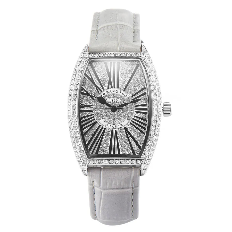 Fashion Top Brand Luxury Watch Women Fully Diamond Women Watches With Rhinestones Quartz Tonneau Wrist Watch For Women MBT021