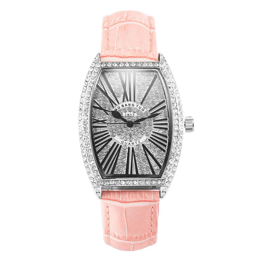 Fashion Top Brand Luxury Watch Women Fully Diamond Women Watches With Rhinestones Quartz Tonneau Wrist Watch For Women MBT021