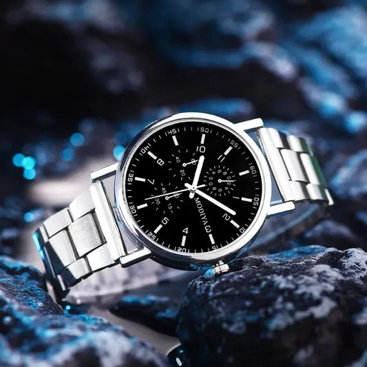 Fashion Number Dial Quartz Watch Brand Steel Mesh Belt Watch for Men Round Business Wristwatches Luxury Clock Relogio Feminino