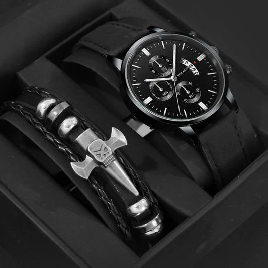 Fashion Men Sports Watch Luxury Mens Leather Quartz Wrist Watch Calendar Date Male Casual Bracelet Watches