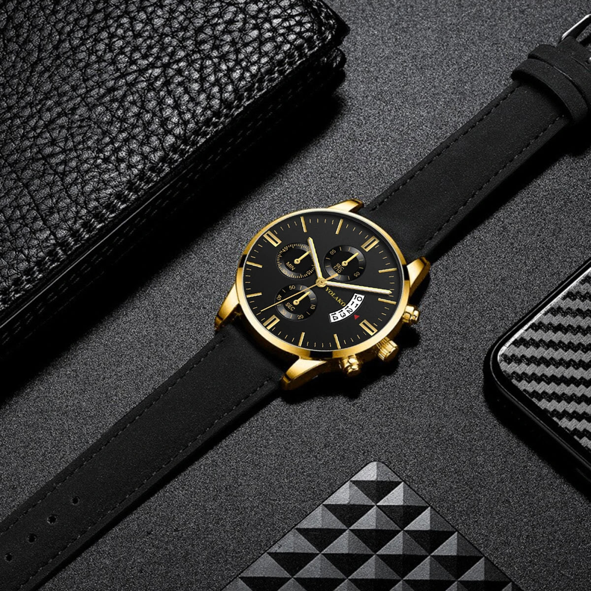 Fashion Men Sports Watch Luxury Mens Leather Quartz Wrist Watch Calendar Date Male Casual Bracelet Watches