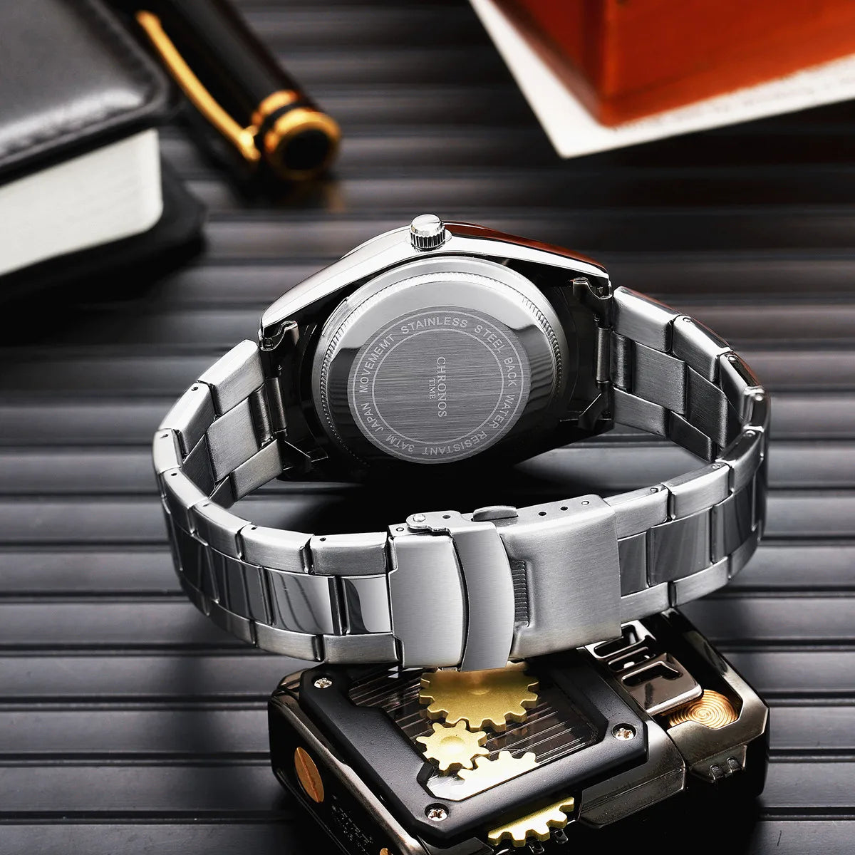 CHRONOS Top Brand Luxury Man Wristwatch Waterproof Luminous Date Men Watches Stainless Steel Quartz Men's Watch Male reloj
